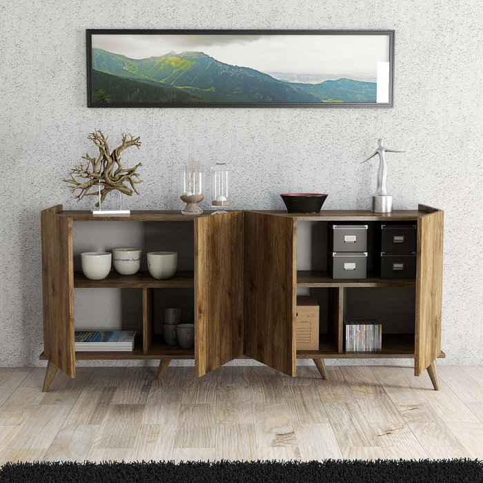 Hanah Home Elegante 1600 Consola Nogal Tablero Melaminizado 180x80.8x45cm